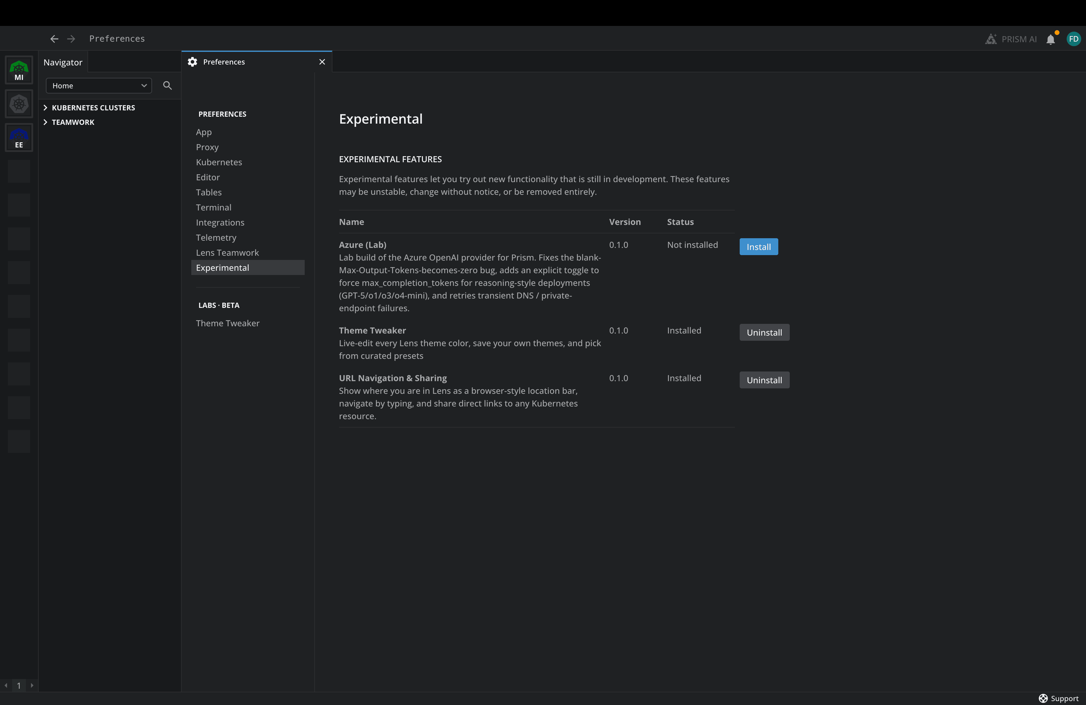 Lens Experimental Features